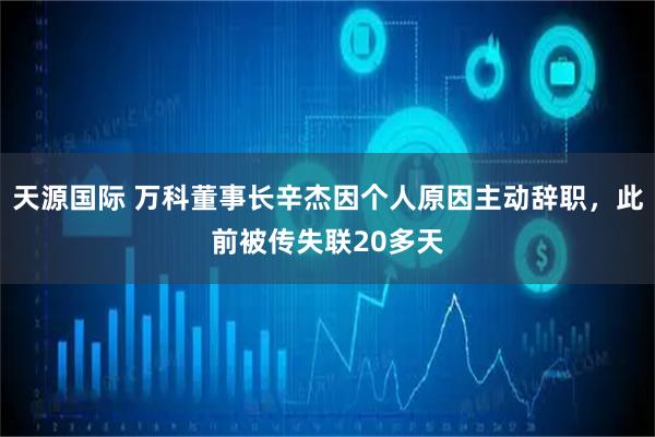 天源国际 万科董事长辛杰因个人原因主动辞职，此前被传失联20多天
