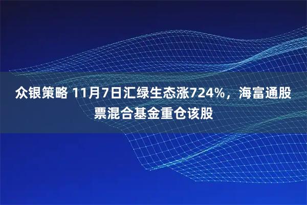 众银策略 11月7日汇绿生态涨724%，海富通股票混合基金重仓该股
